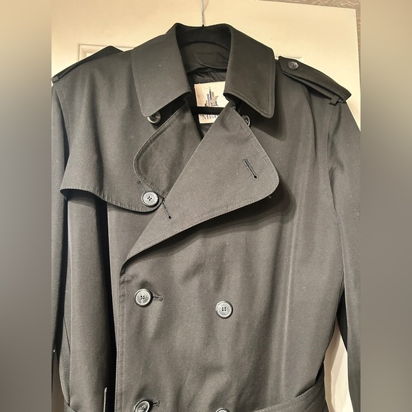 MISTY HARBOR VINTAGE BLACK TRENCH OVER COAT COLD WEATHER ZIP LINING - Picture 2 of 10
